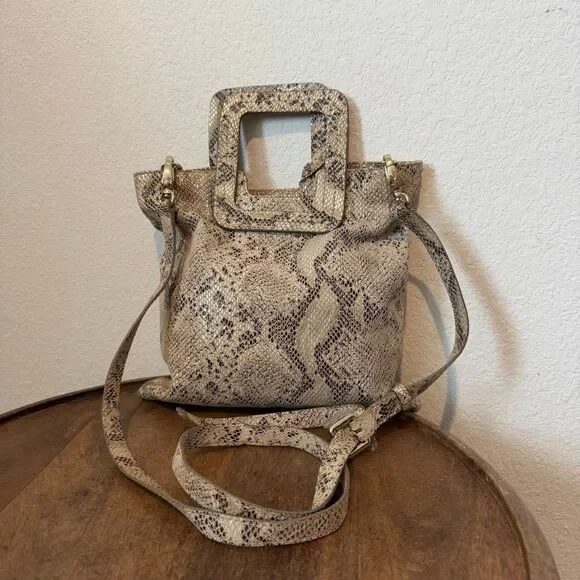 TMRW Studio Mateo Snakeskin Embossed Leather Fold-Over Clutch Purse Women's Bag - Picture 2 of 8